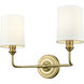Leena 2 Light 15.25 inch Vintage Brass Bathroom Vanity Light Wall Light